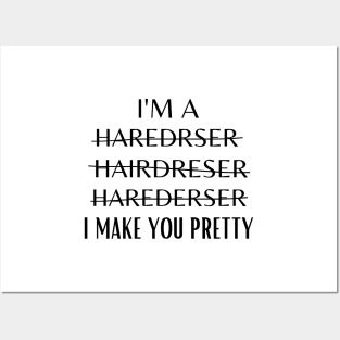 Funny hairdressers female women barber owner hair stylist Posters and Art